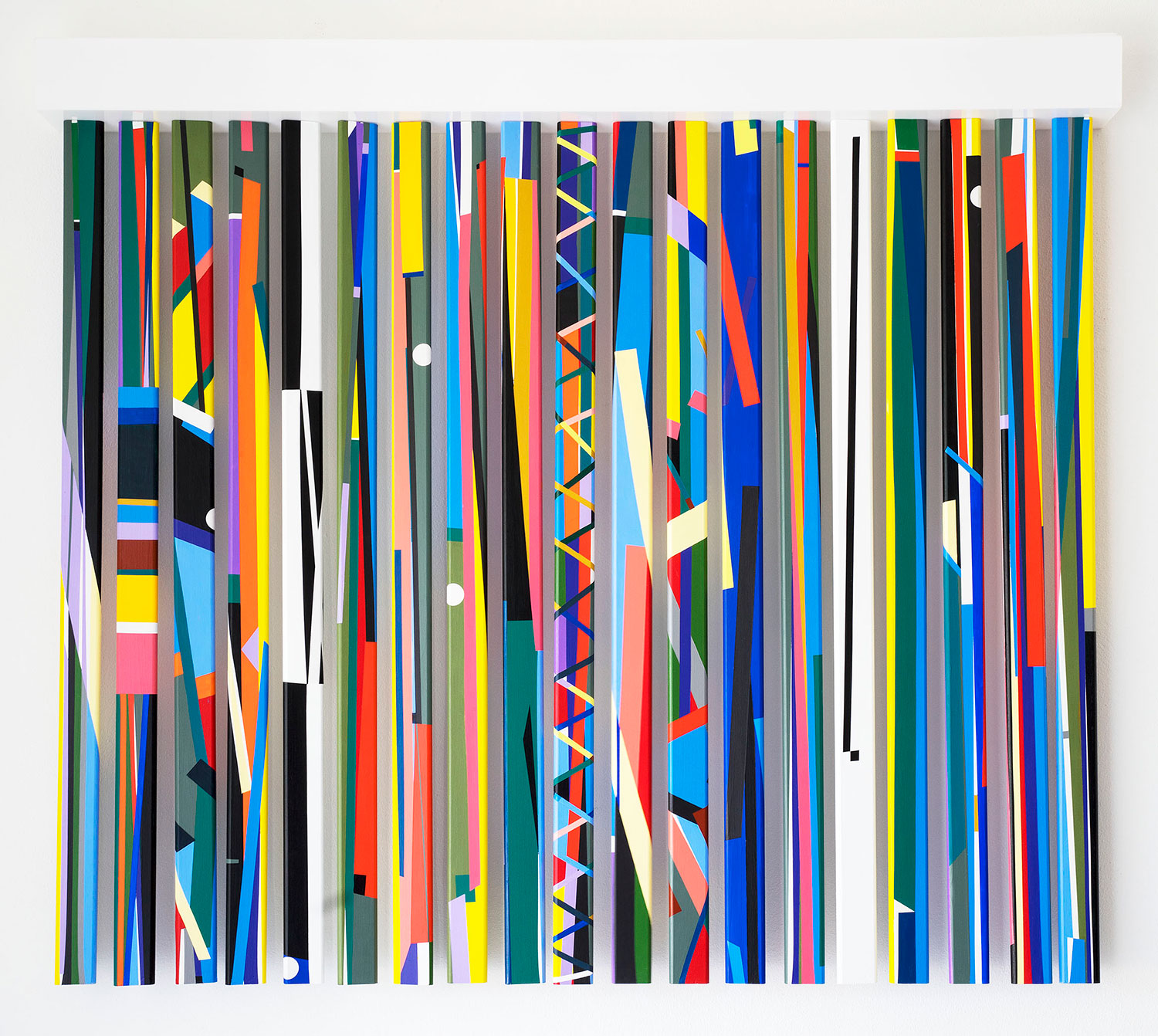 Israel Guevara, Color Permutations, 2017, Acrylic on Wood, UF  42 x 48 x 3 1/2 inches, 106.7 x 121.9 x 8.9 cm