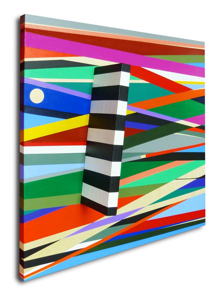 Israel Guevara, Color Parallelism, 2017, Acrylic on wood, 18 x 18 x 4.5 inches