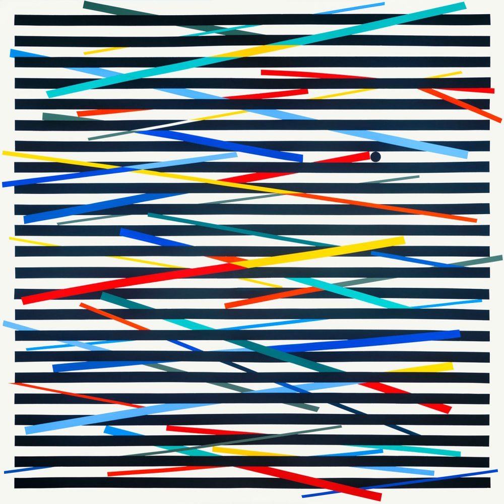 Israel Guevara, Structural Vibrations, 2016, Acrylic on Canvas, UF  48 x 48 x 1 1/2 inches, 121.9 x 121.9 x 3.8 cm
